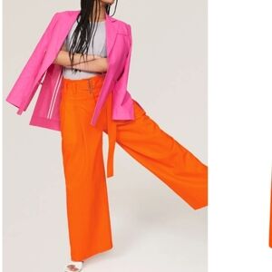 Eudon Choi Pants Womens 12 Vibrant Orange Trousers  Wide-Leg Pants